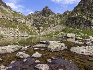 Preview wallpaper stones, rocks, lake, landscape, nature