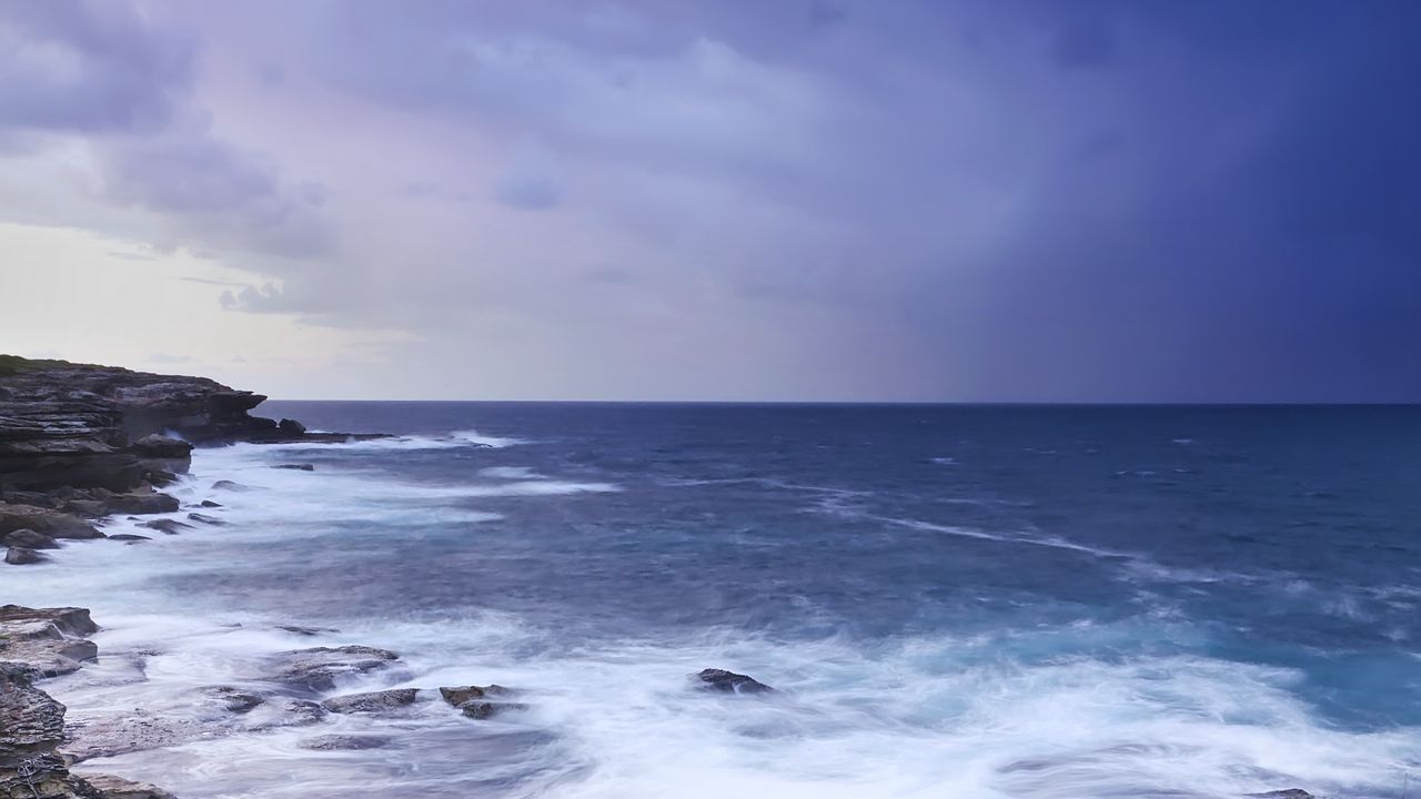 Wallpaper stones, rocks, sea, surf, horizon