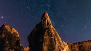 Preview wallpaper stones, rocks, starry sky, stars, night