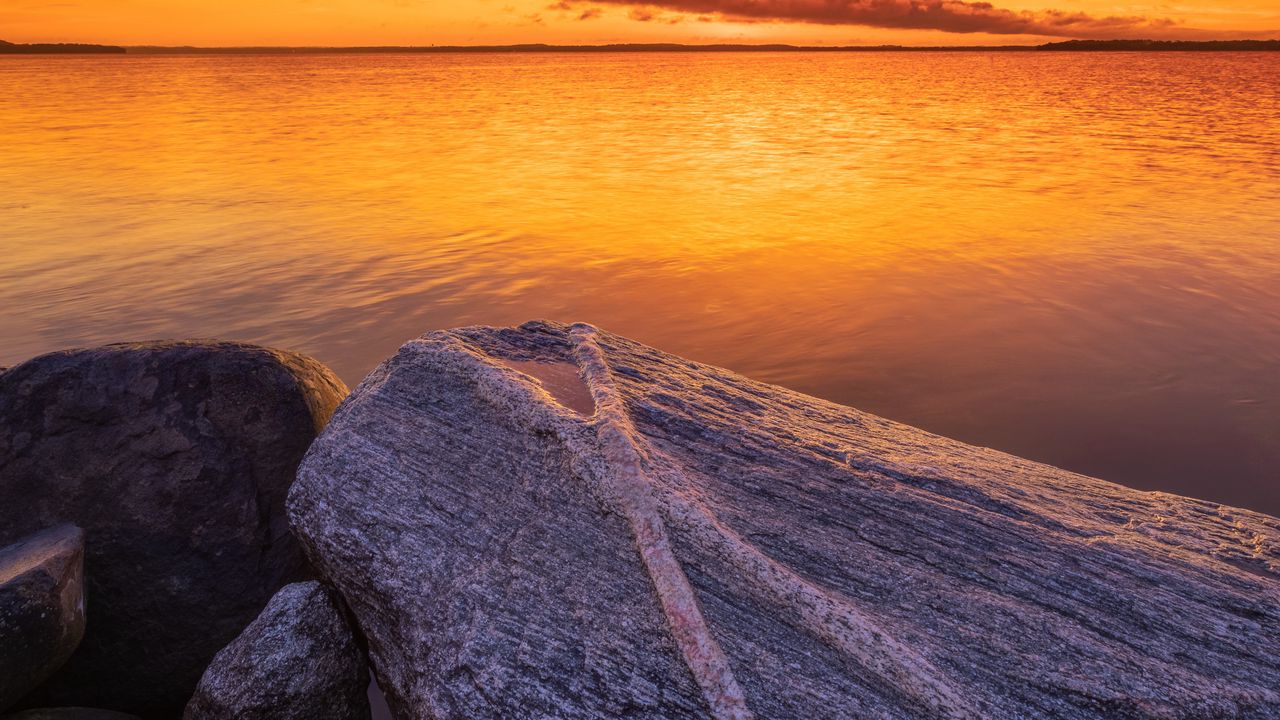 Wallpaper stones, rocks, sunset, horizon, sky