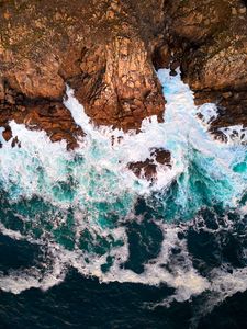 Preview wallpaper stones, rocks, surf, sea, waves