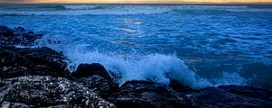 Preview wallpaper stones, rocks, surf, spray, sea