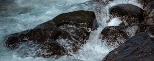 Preview wallpaper stones, rocks, surf, sea, waves, water