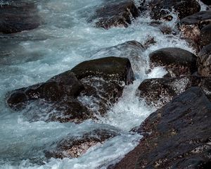 Preview wallpaper stones, rocks, surf, sea, waves, water