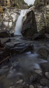 Preview wallpaper stones, rocks, waterfall, landscape, nature, water