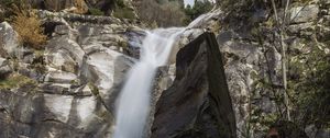 Preview wallpaper stones, rocks, waterfall, landscape, nature, water