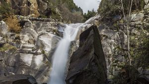 Preview wallpaper stones, rocks, waterfall, landscape, nature, water