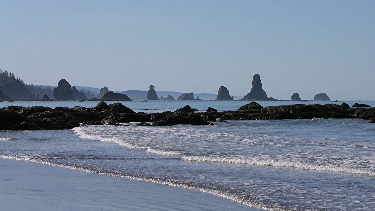 Wallpaper stones, rocks, waves, water, protected, blue