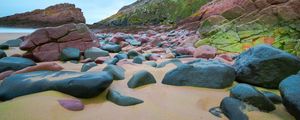 Preview wallpaper stones, sand, coast, rock