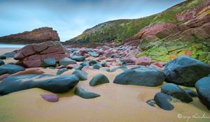 Preview wallpaper stones, sand, coast, rock