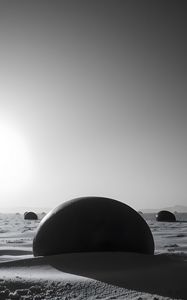 Preview wallpaper stones, sand, shadows, bw, desert
