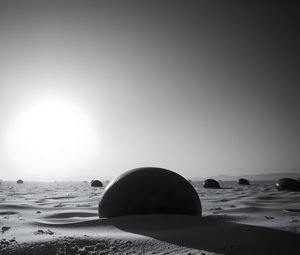 Preview wallpaper stones, sand, shadows, bw, desert