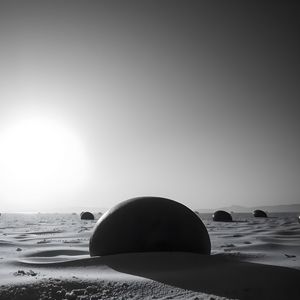 Preview wallpaper stones, sand, shadows, bw, desert