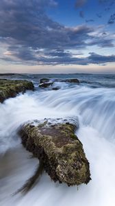 Preview wallpaper stones, sea, cascade