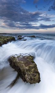 Preview wallpaper stones, sea, cascade