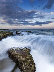 Preview wallpaper stones, sea, cascade