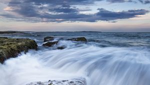 Preview wallpaper stones, sea, cascade