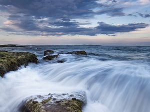 Preview wallpaper stones, sea, cascade