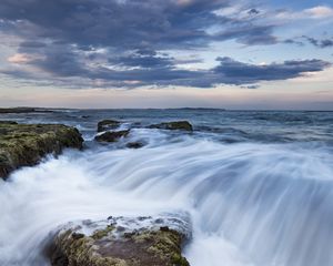 Preview wallpaper stones, sea, cascade