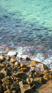 Preview wallpaper stones, sea, foam, nature