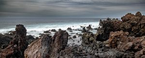 Preview wallpaper stones, sea, horizon, landscape, nature