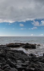 Preview wallpaper stones, sea, horizon, landscape, nature, sky