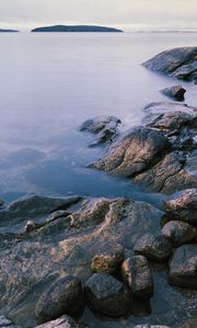 Preview wallpaper stones, sea, horizon, island