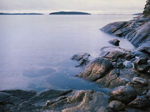 Preview wallpaper stones, sea, horizon, island