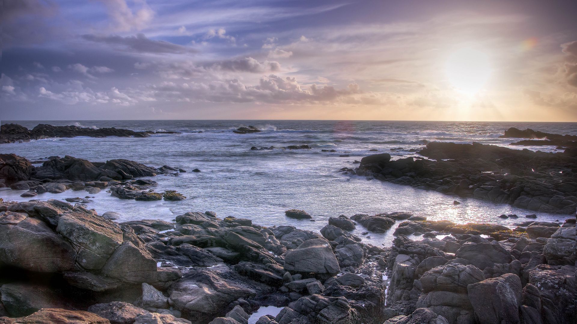 Download wallpaper 1920x1080 stones, sea, horizon, clouds, landscape ...