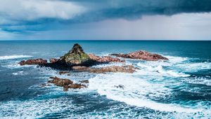 Preview wallpaper stones, sea, ocean, surf, foam