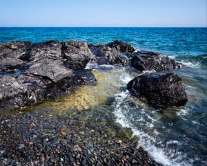 Preview wallpaper stones, sea, pebbles, nature