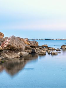 Preview wallpaper stones, sea, reflection, nature