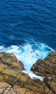 Preview wallpaper stones, sea, shore, foam, splashes, nature