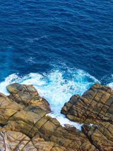 Preview wallpaper stones, sea, shore, foam, splashes, nature