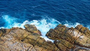 Preview wallpaper stones, sea, shore, foam, splashes, nature