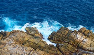 Preview wallpaper stones, sea, shore, foam, splashes, nature