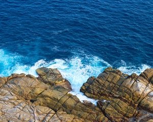 Preview wallpaper stones, sea, shore, foam, splashes, nature