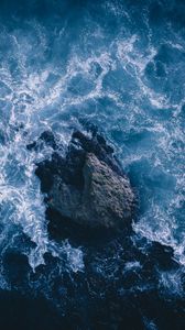 Preview wallpaper stones, sea, water, aerial view, foam