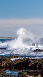 Preview wallpaper stones, sea, waves, splash, nature