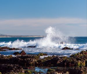 Preview wallpaper stones, sea, waves, splash, nature