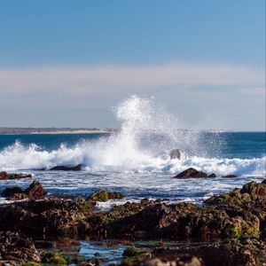 Preview wallpaper stones, sea, waves, splash, nature