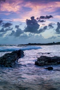 Preview wallpaper stones, sea, waves, clouds
