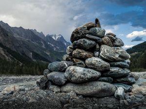 Preview wallpaper stones, shape, sky, clouds