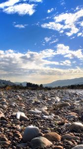 Preview wallpaper stones, sky, clouds, trees