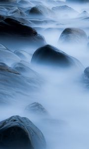 Preview wallpaper stones, smoke, veil, beach