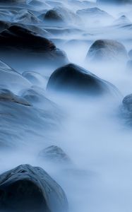 Preview wallpaper stones, smoke, veil, beach