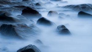 Preview wallpaper stones, smoke, veil, beach