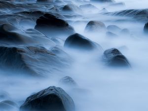 Preview wallpaper stones, smoke, veil, beach