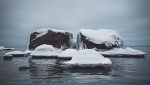 Preview wallpaper stones, snow, ice, sea