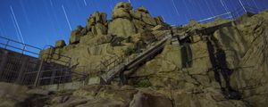 Preview wallpaper stones, stairs, starry sky, long exposure